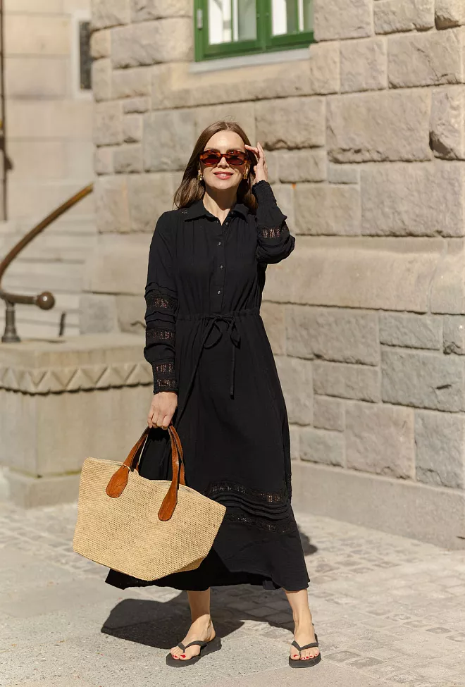 Nectar Lotus Dress Black maxikjole 