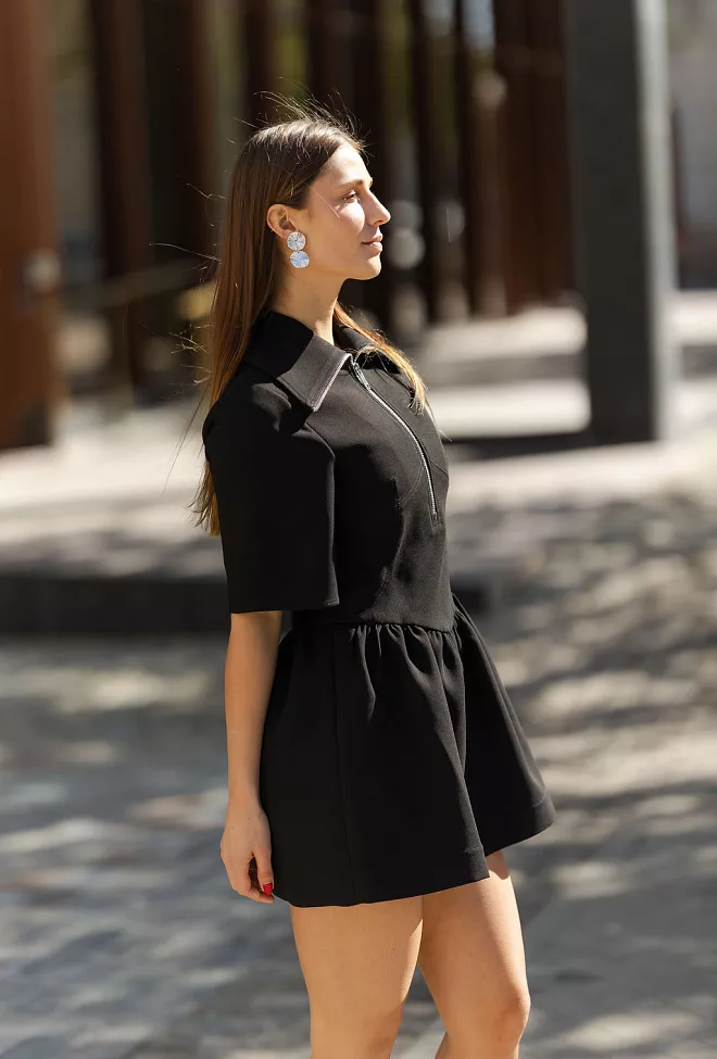 GANNI Bonded Crepe Mini Dress Black minikjole 4