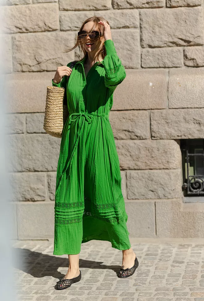 Nectar Lotus Dress Goddess Green maxikjole 4