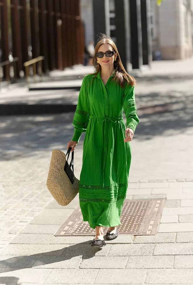 Nectar Lotus Dress Goddess Green maxikjole