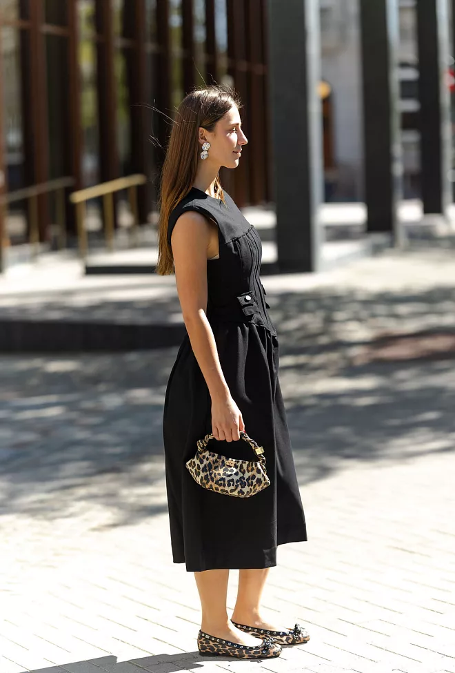 GANNI Heavy Cotton Tailoring Corset Midi Dress Black kjole 3