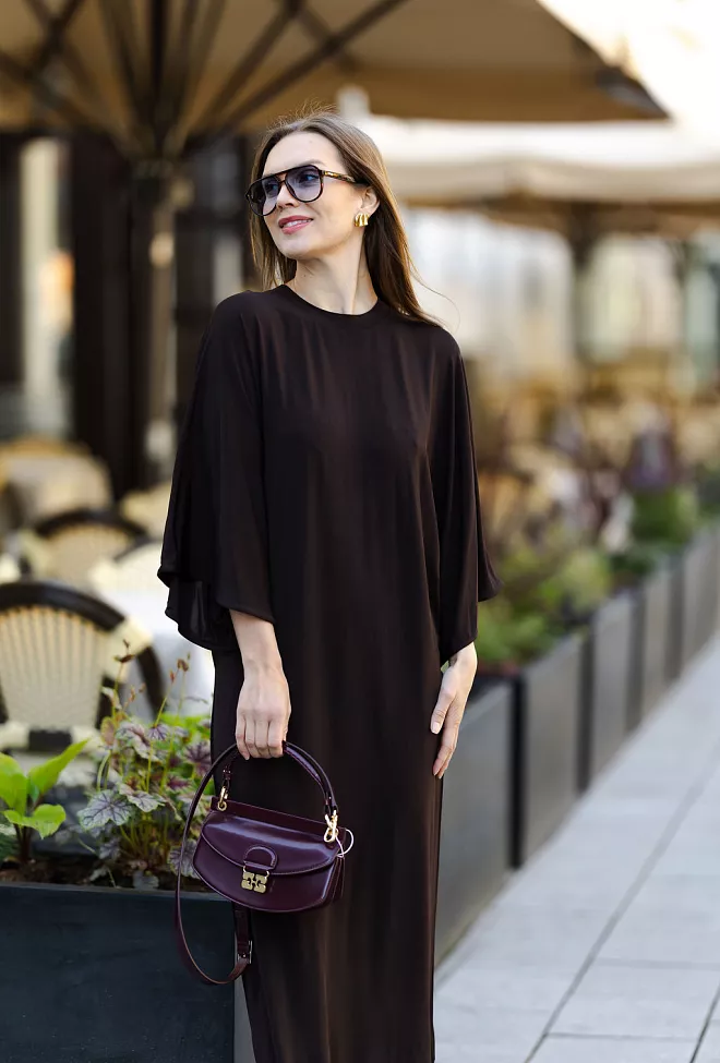 Dagmar Jersey Kimono Dress Chocolate Brown kjole 3