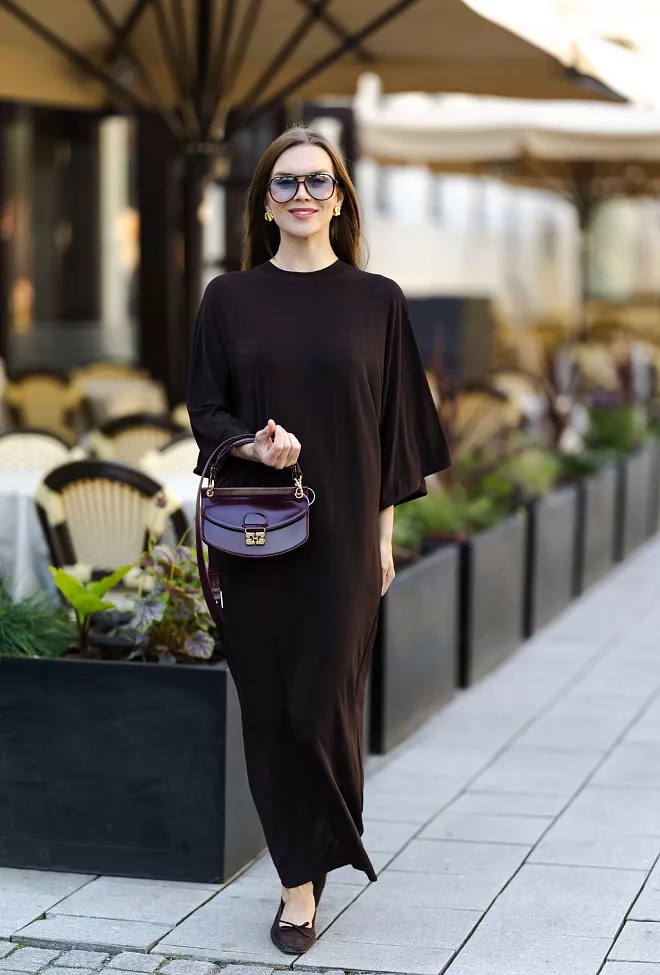 Dagmar Jersey Kimono Dress Chocolate Brown kjole 7