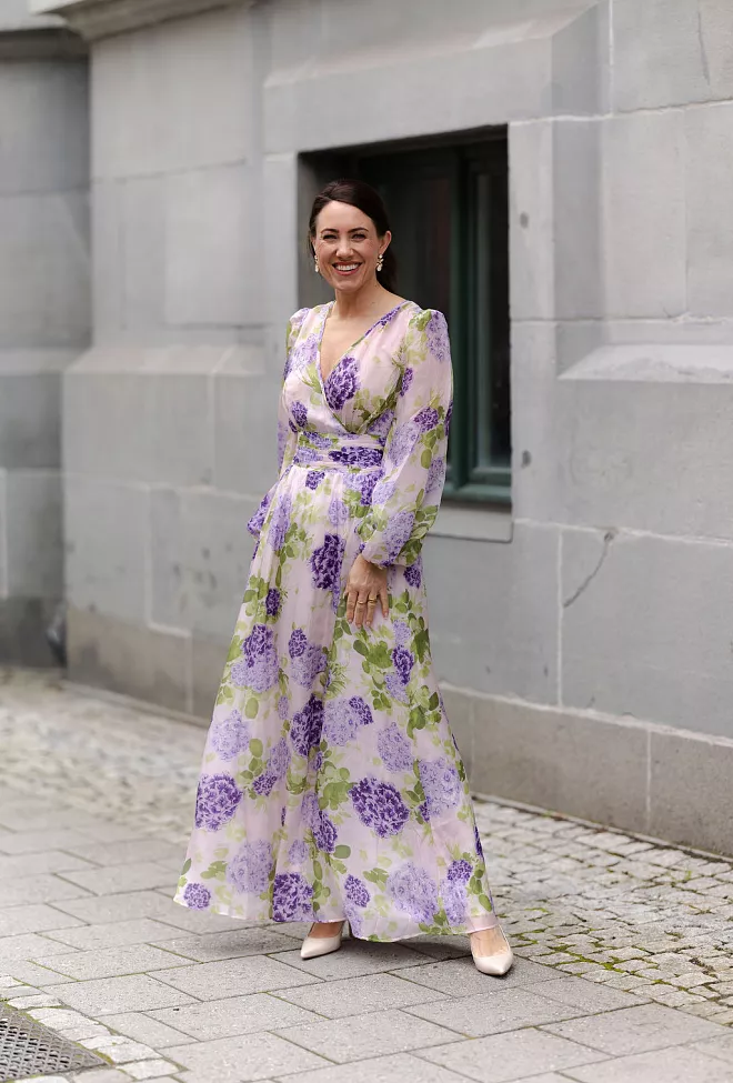 byTiMo Cupro Tieband Gown Purple Flow maxikjole 9