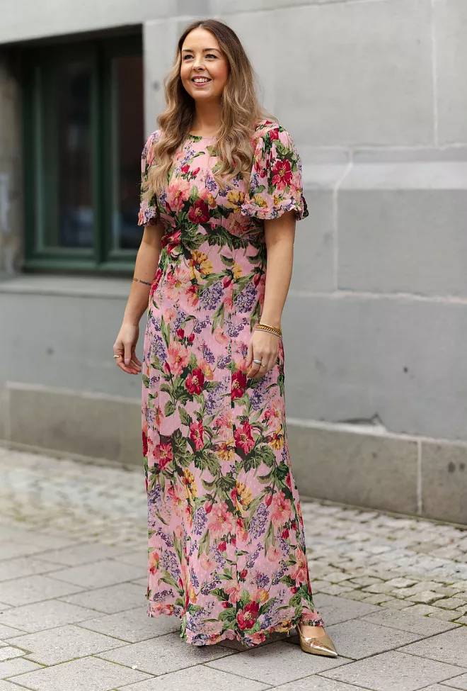 byTIMo Dotted Georgette Maxi Dress Pink Blossom kjole 7