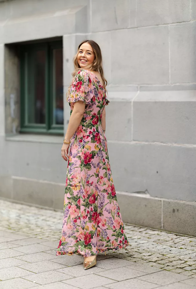 byTIMo Dotted Georgette Maxi Dress Pink Blossom kjole 9