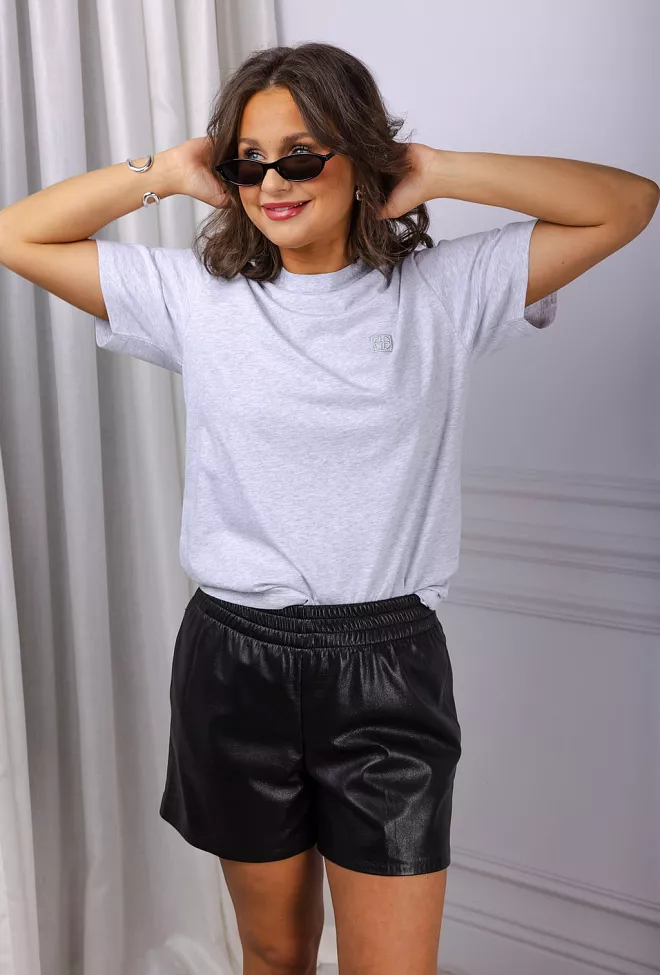 Anine Bing Lili Tee Framed Monogram Heather Grey t-skjorte 2
