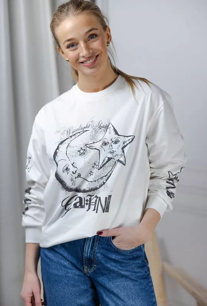 GANNI Future Heavy Jersey Moon Long Sleeve T-shirt genser 2