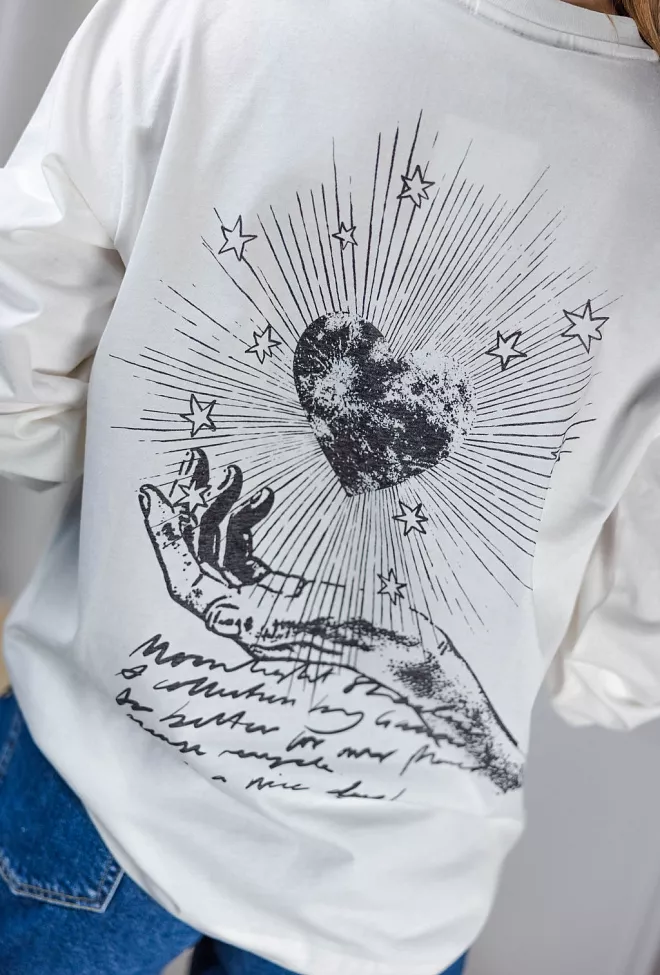 GANNI 長袖 Tシャツ Future Heavy Jersey Long Sleeve T-shirt Ganni Future Heavy Jersey Moon Long Sleeve T-Shirt - Egret