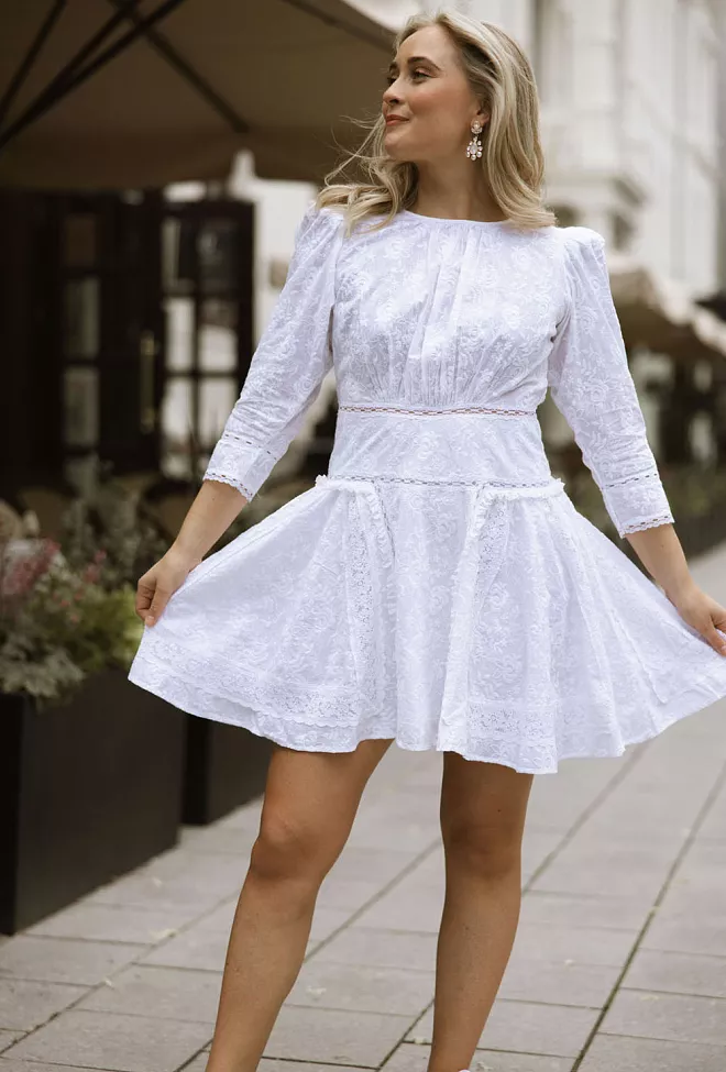 byTimo Broderie Anglaise Mini Dress White minikjole 3