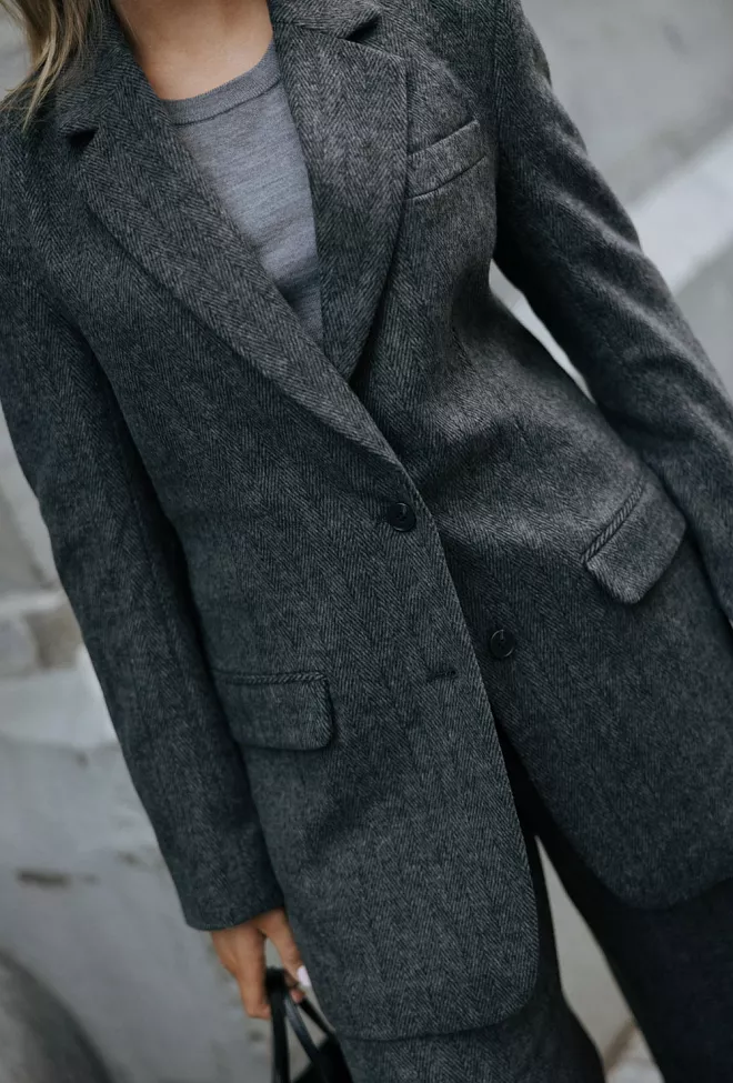 HiiL Studio Protect Blazer Grey Herringbone dressjakke 3