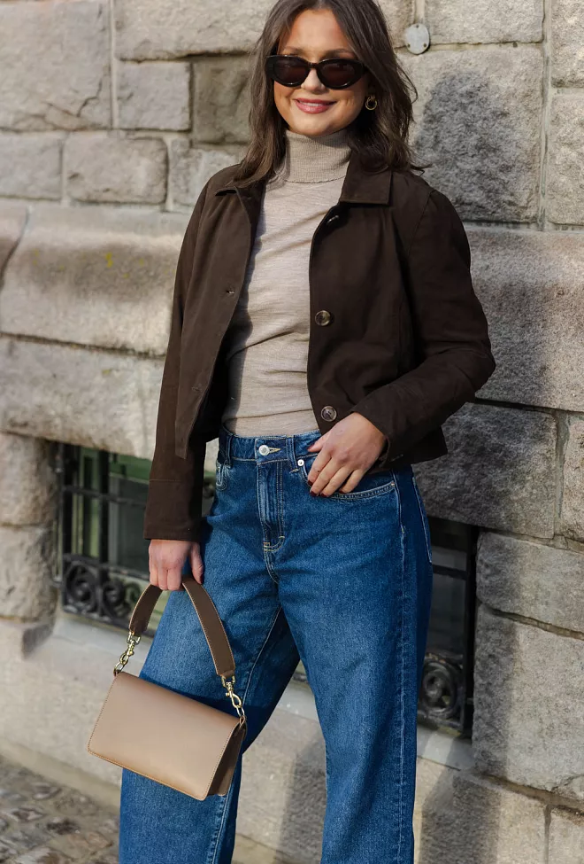 Clermonte Allie Suede Jacket Brown skinnjakke 3