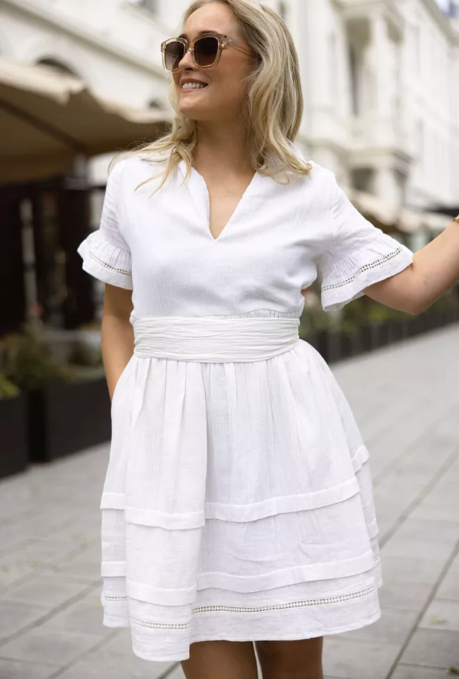 Nectrar Hamilton Short Dress White minikjole 5