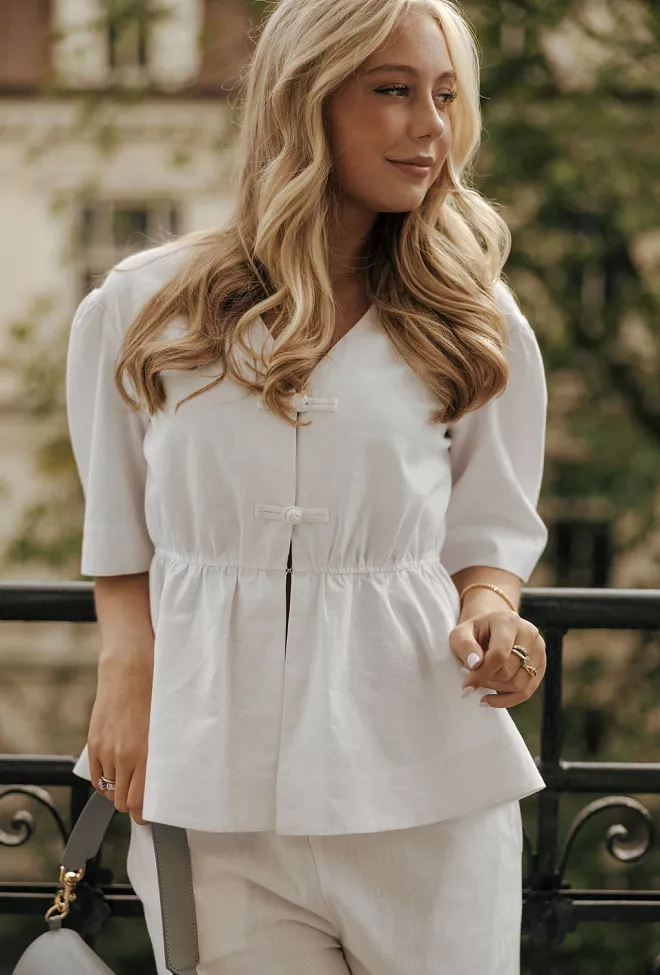 Christian Aks Monic Linen Top White lintopp 3