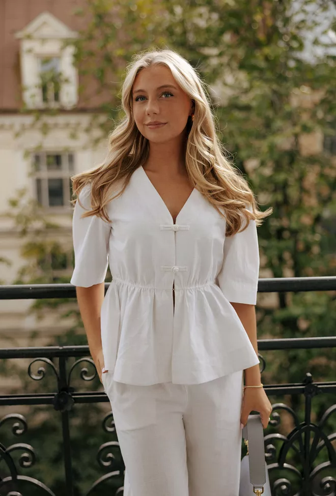Christian Aks Monic Linen Top White lintopp