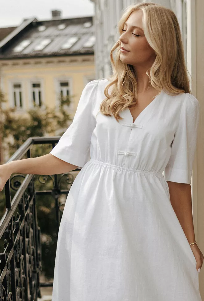 Christian Aks Monica Linen Dress White linkjole 7