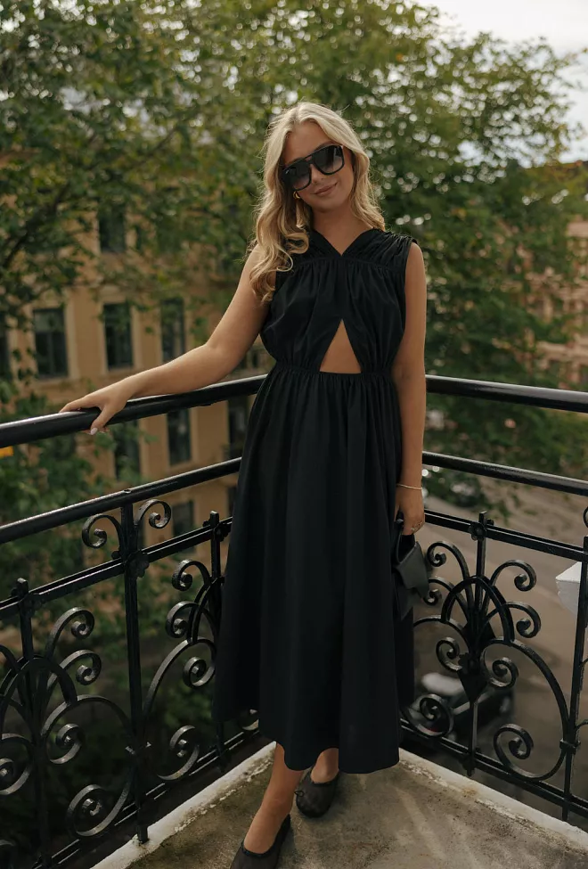 Christian Aks Athena Poplin Dress Black kjole 3