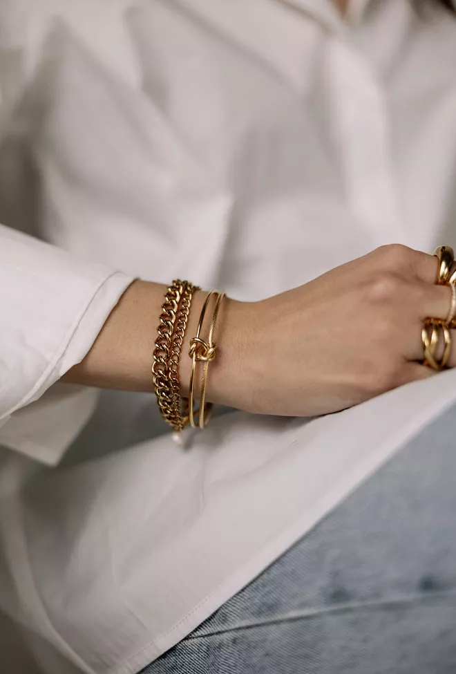 HiiL Studio Jewelry Double Chain Bracelet Gold armbånd