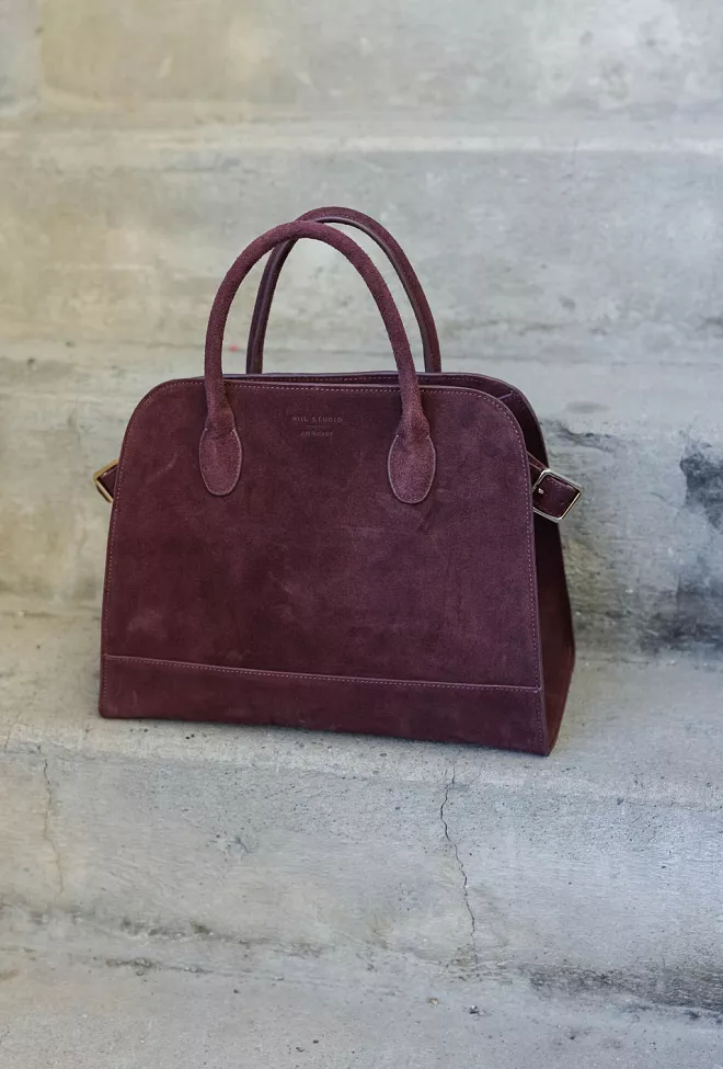 HiiL Studio x Jim Rickey HiiL Tote Suede Burgundy veske 3