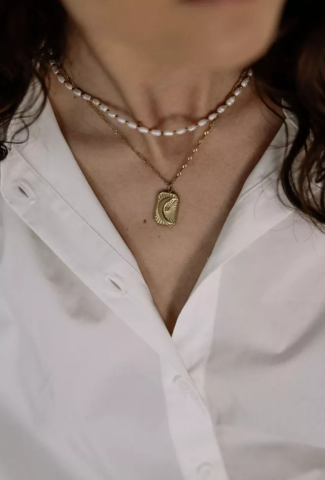 HiiL Studio Jewelry Moon Necklace Gold smykke