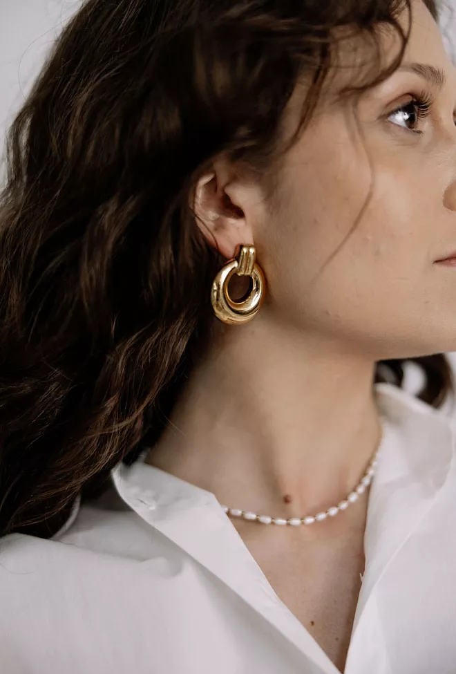 HiiL Studio Jewelry Big Ring Earrings Gold øredobber 3