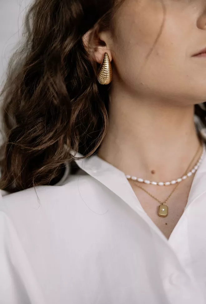 HiiL Studio Jewelry Chunky Circle Earrings Gold øredobber 3