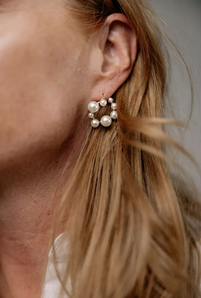 HiiL Studio Jewelry Pearl Earrings Gold øredobber 2