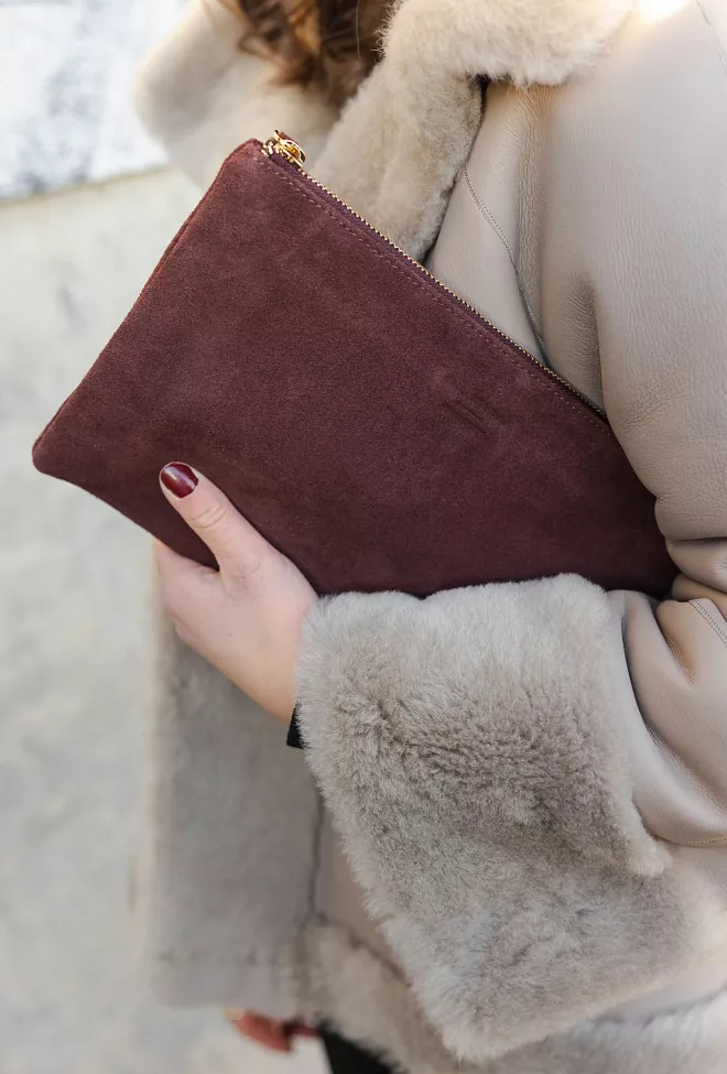 HiiL Studio x Jim Rickey HiiL Pouch Suede Burgundy clutch 2