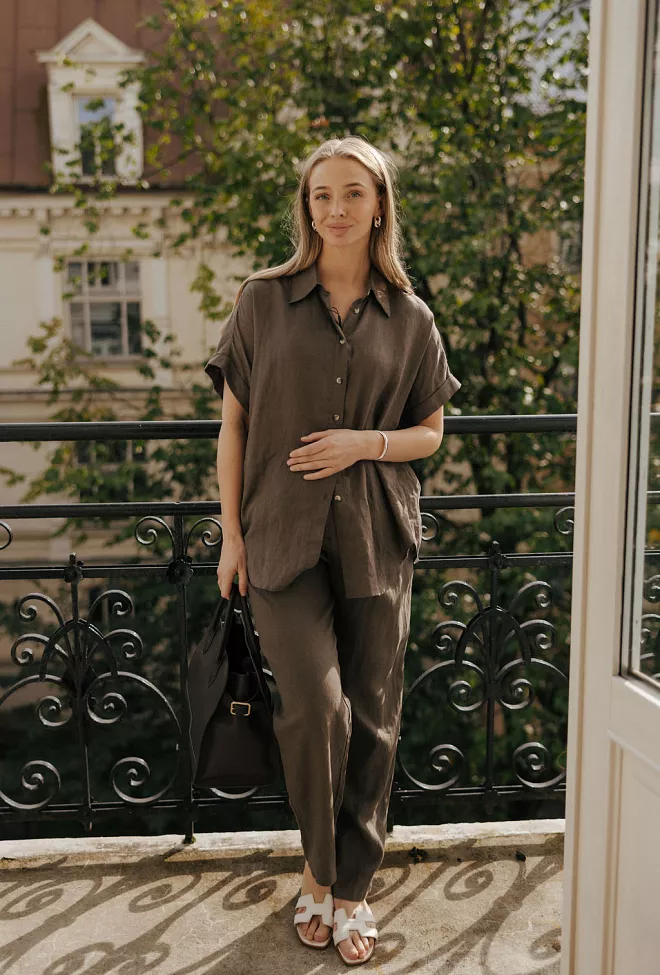 SAND Meloe Trouser Cinnamon Brown linbukse 2