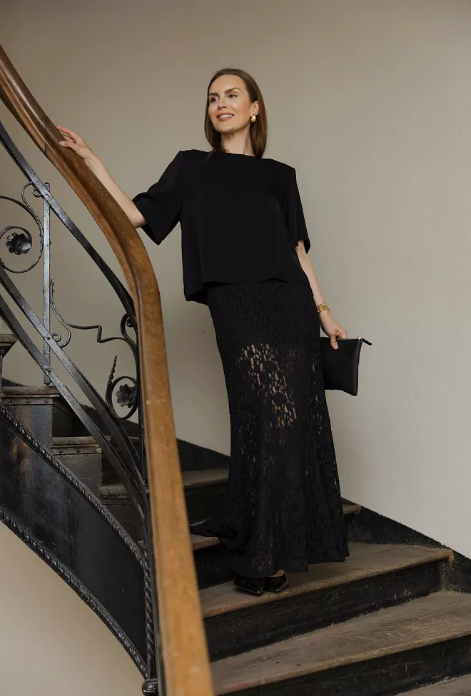 Twist&Tango Leonie Satin Tee Black t-skjorte topp 2
