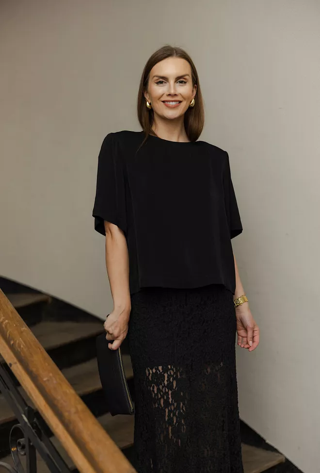 Twist&Tango Leonie Satin Tee Black t-skjorte topp 5