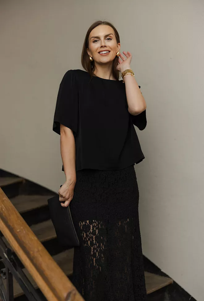 Twist&Tango Leonie Satin Tee Black t-skjorte topp