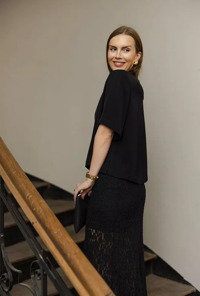Twist&Tango Leonie Satin Tee Black t-skjorte topp 3