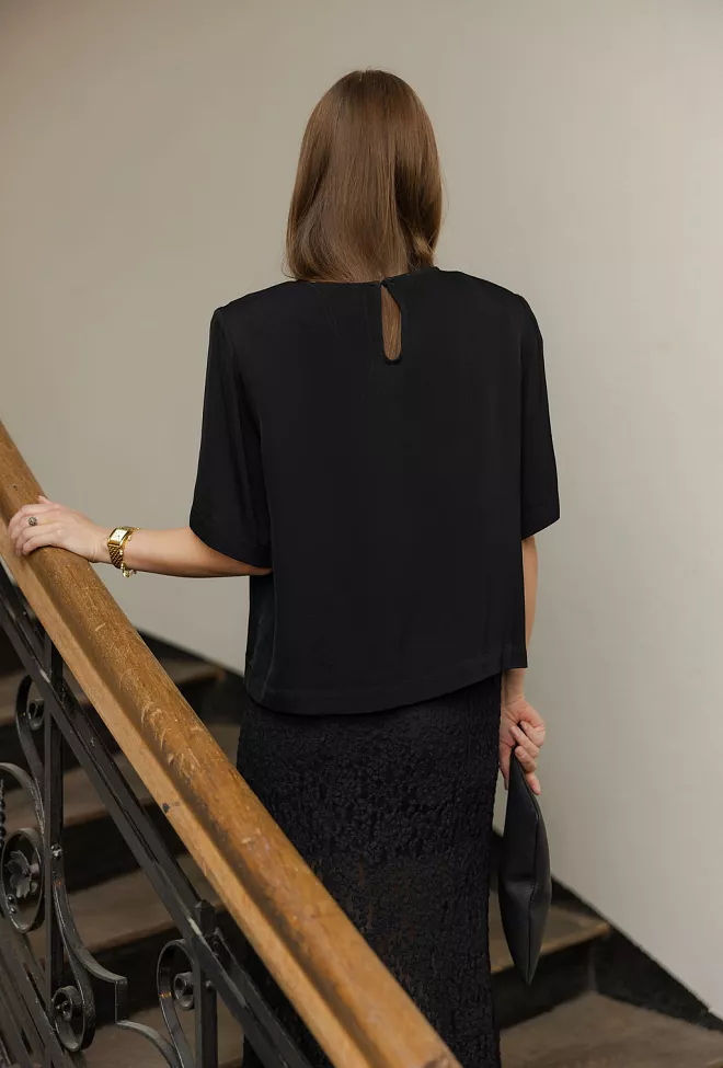 Twist&Tango Leonie Satin Tee Black t-skjorte topp 4