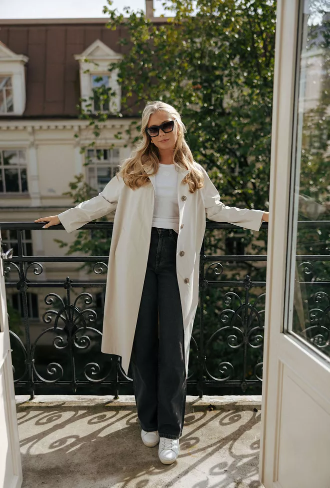 SAND Safran Trench Off White kåpe 4