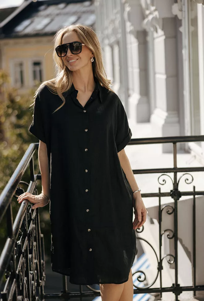 SAND Peppa SS Shirtdress Ebony Black linkjole 3