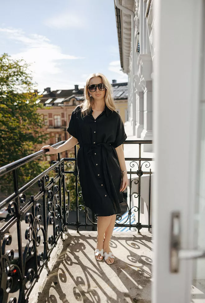 SAND Peppa SS Shirtdress Ebony Black linkjole 4