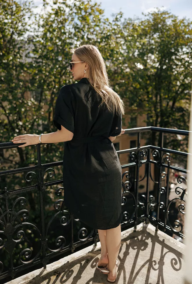 SAND Peppa SS Shirtdress Ebony Black linkjole 7