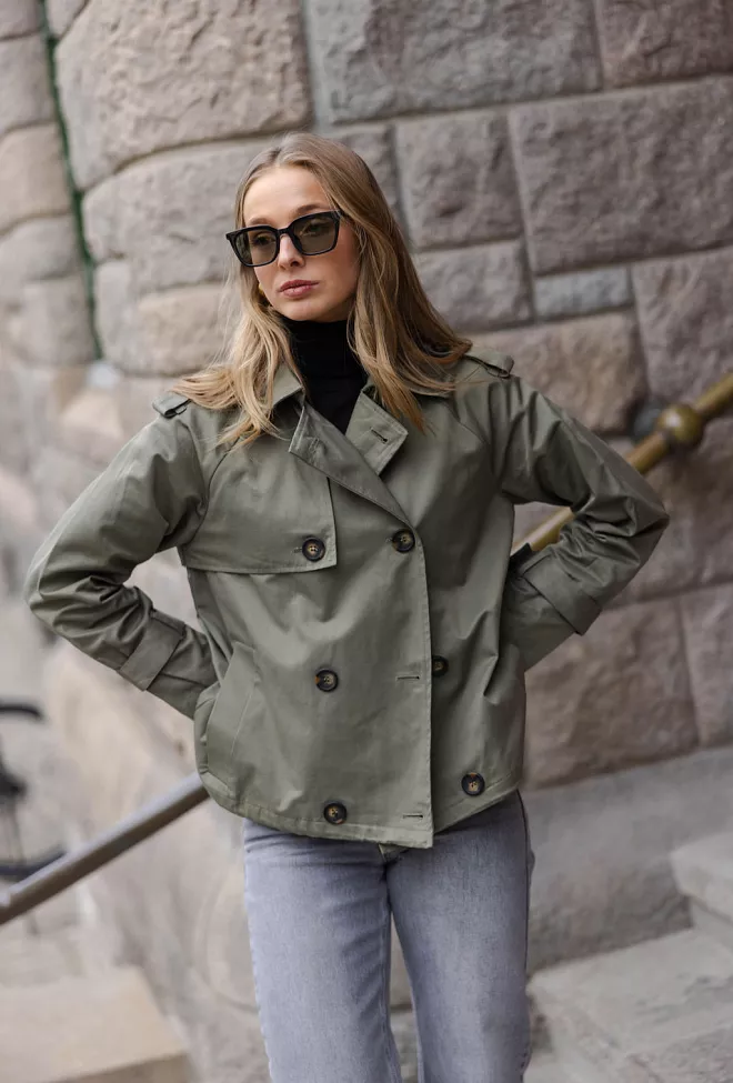 Mira MW Short Trenchcoat Dusty Olive jakke 3