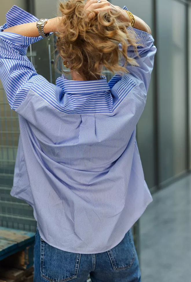 Dagmar asymmetric shirt skjorte blå striper 5
