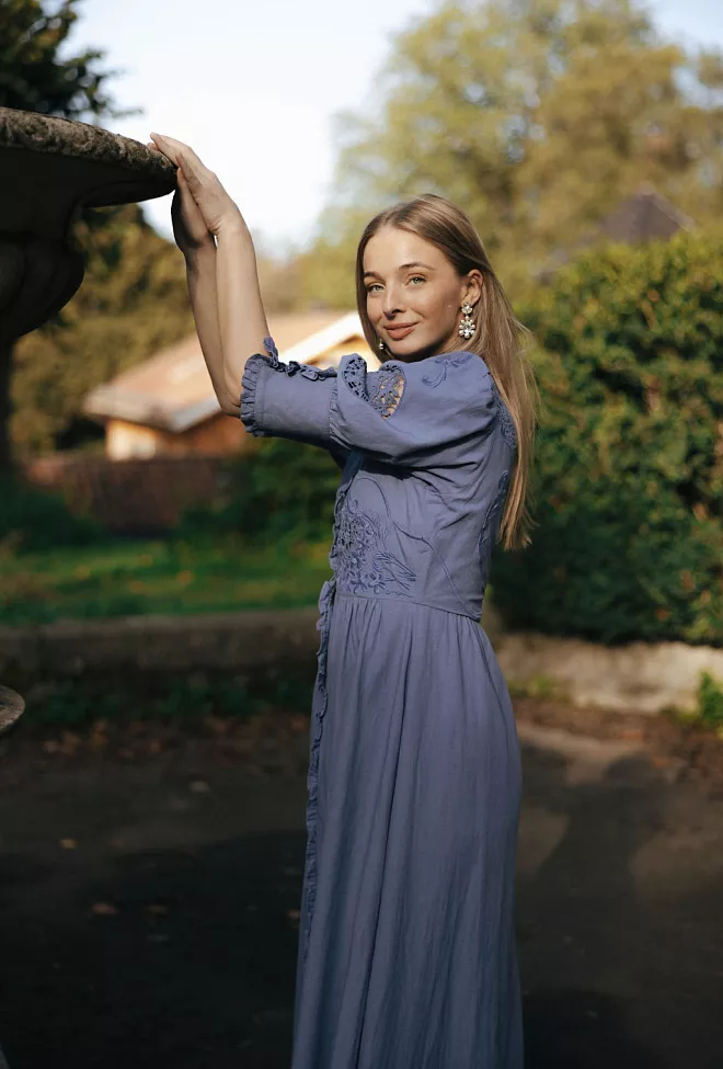 byTiMo Linen Button-Down Dress French Blue kjole 5