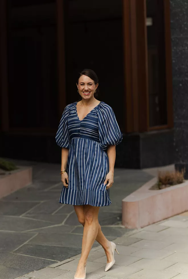 byTiMo Cupro Mini Dress Blue Stripe minikjole 6