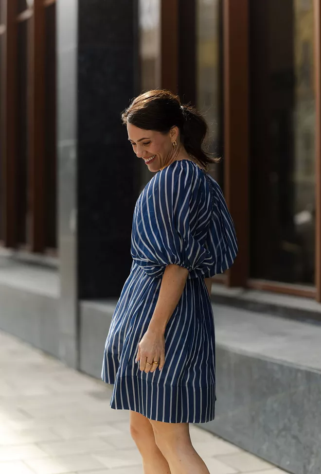 byTiMo Cupro Mini Dress Blue Stripe minikjole 9