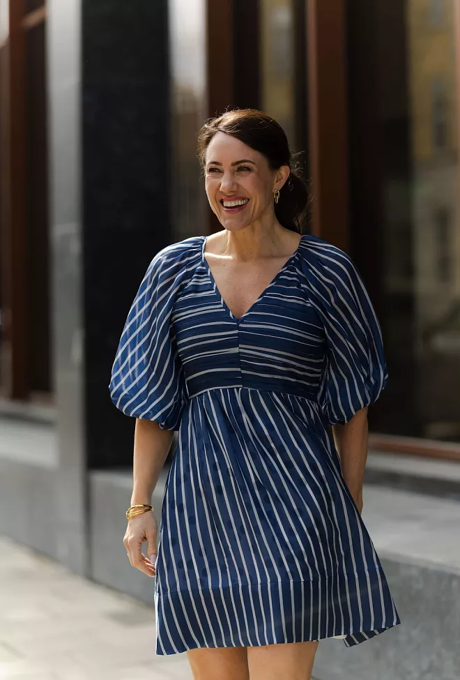 byTiMo Cupro Mini Dress Blue Stripe minikjole 10