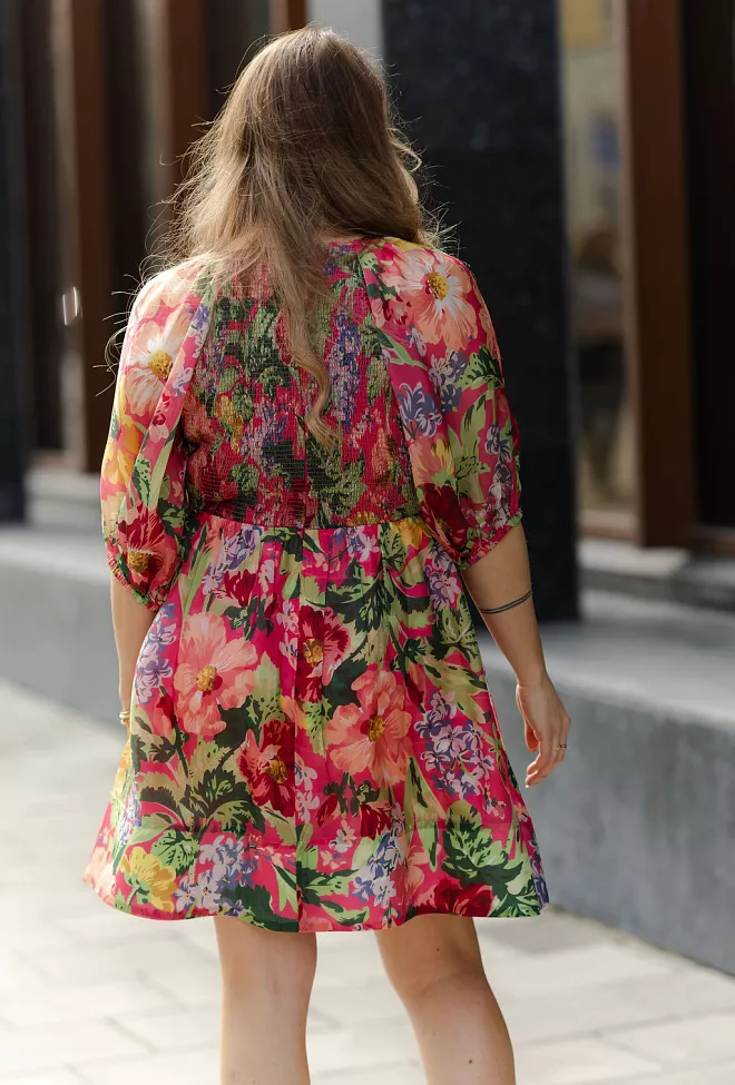 byTiMo Cupro Mini Dress Pink Blossoms minikjole 10