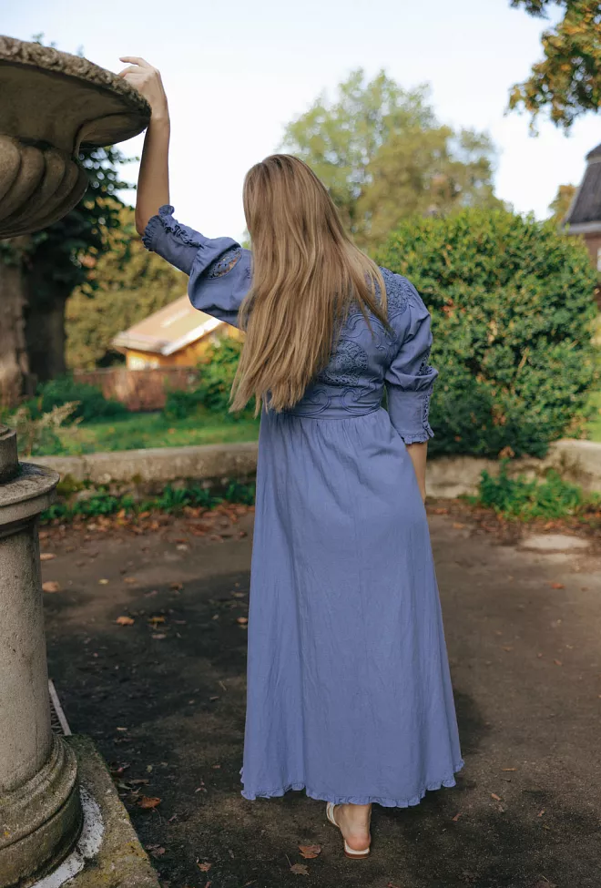 byTiMo Linen Button-Down Dress French Blue kjole 6