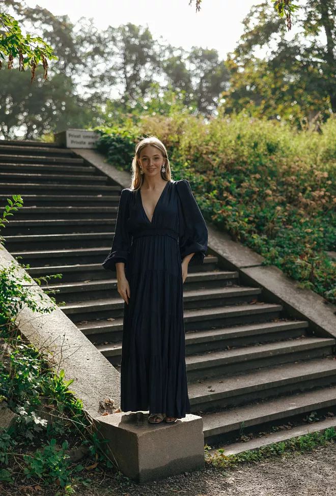 byTIMo Satin Maxi Dress Dark Blue maxikjole 3