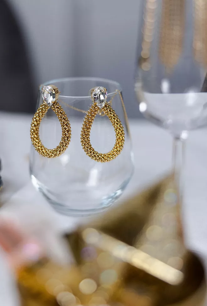Caroline Svedbom Classic Rope Earrings Gold Crystal 2