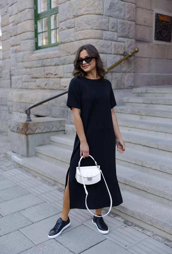 My Essential Wardrobe Helle MW R-Neck Long Dress Black kjole 