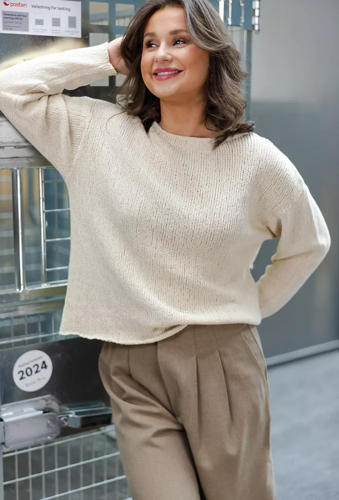my essential wardrobe diva mw boxy knit blouse almond genser